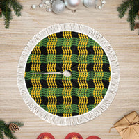 Aloha Hawaii Ilima Maile Lei Tree Skirt Palaka Inspired Hawaiian-plaid Black LT14 Fringed Black - Polynesian Pride
