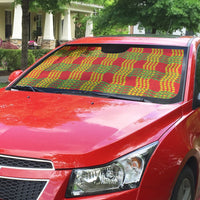 Aloha Hawaii Ilima Maile Lei Auto Sun Shade Palaka Inspired Hawaiian-plaid Red LT14 - Polynesian Pride
