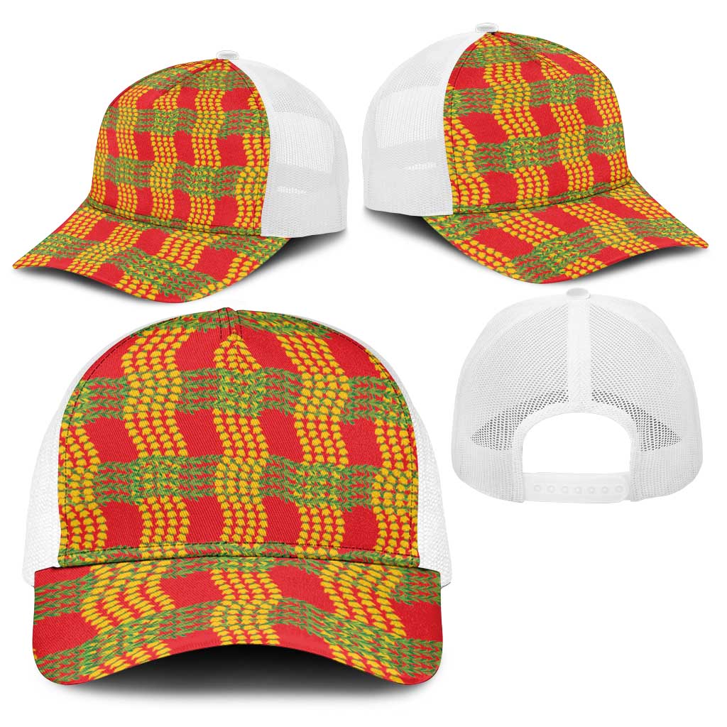 Aloha Hawaii Ilima Maile Lei Baseball Net Cap Palaka Inspired Hawaiian-plaid Red LT14 - Polynesian Pride