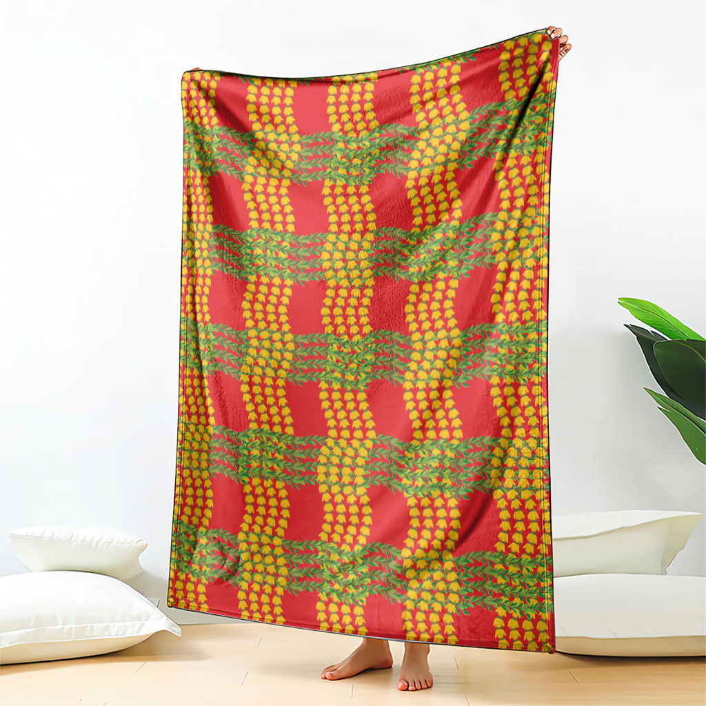 Aloha Hawaii Ilima Maile Lei Blanket Palaka Inspired Hawaiian-plaid Red LT14 - Polynesian Pride