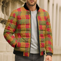 Aloha Hawaii Ilima Maile Lei Bomber Puffer Jacket Palaka Inspired Hawaiian-plaid Red LT14 - Polynesian Pride