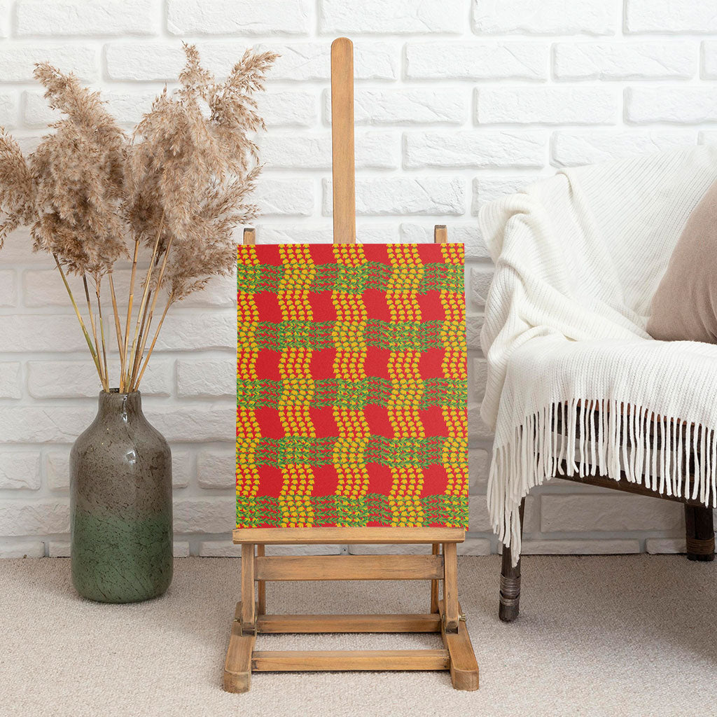 Aloha Hawaii Ilima Maile Lei Canvas Wall Art Palaka Inspired Hawaiian-plaid Red LT14 - Polynesian Pride