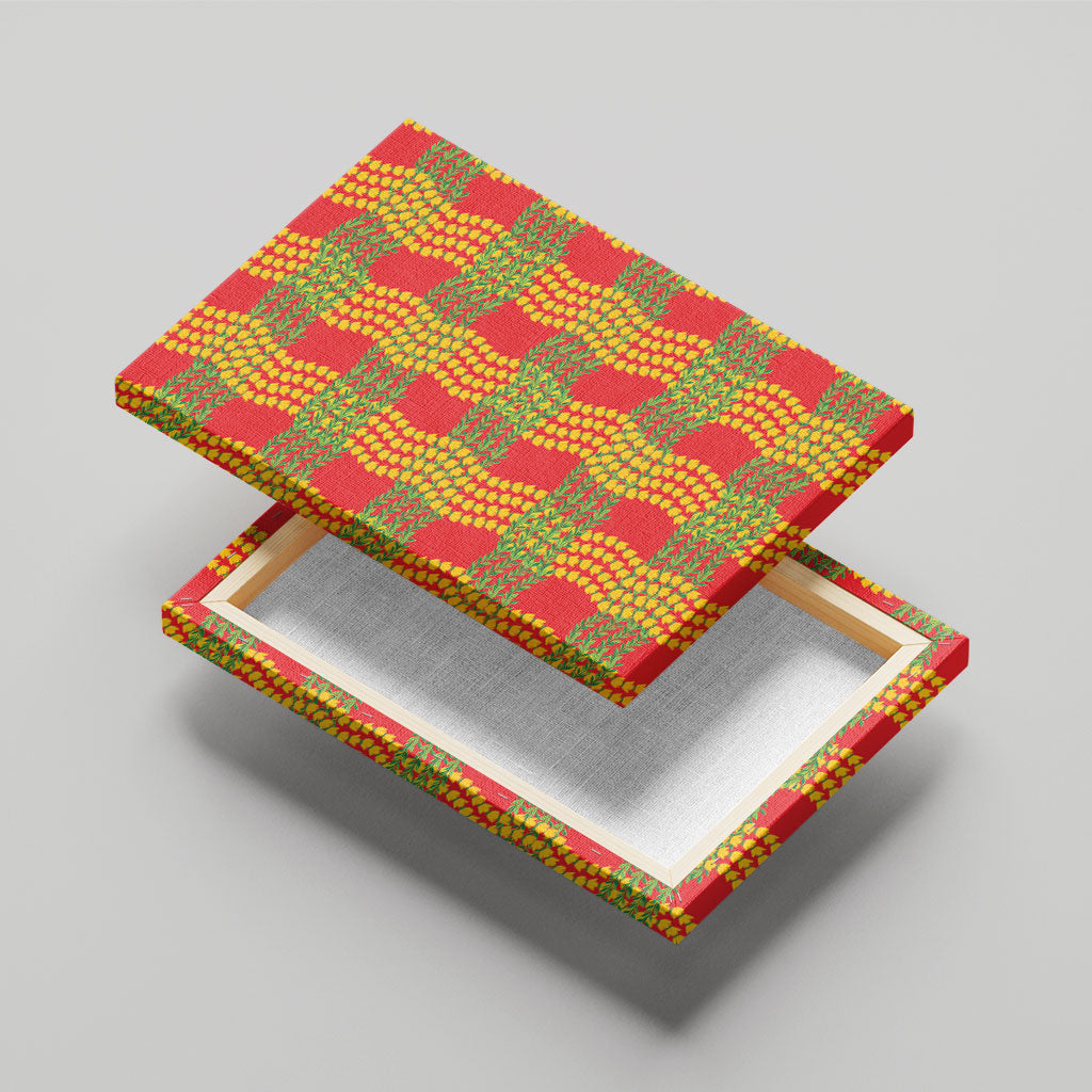 Aloha Hawaii Ilima Maile Lei Canvas Wall Art Palaka Inspired Hawaiian-plaid Red LT14 - Polynesian Pride