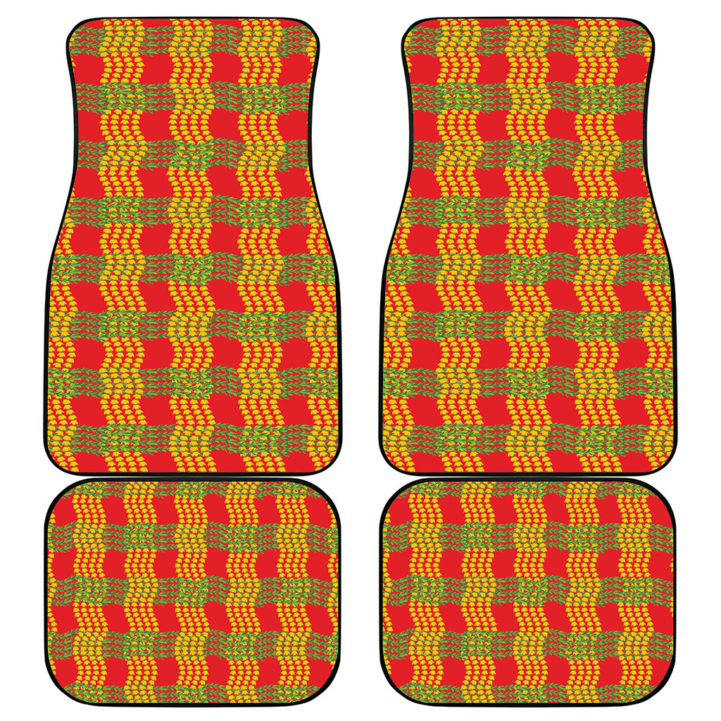 Aloha Hawaii Ilima Maile Lei Car Mats Palaka Inspired Hawaiian-plaid Red LT14 - Polynesian Pride