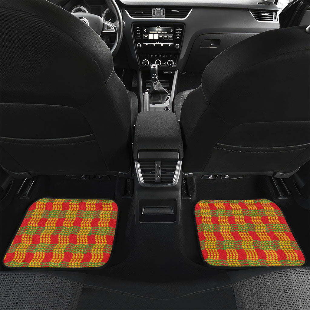 Aloha Hawaii Ilima Maile Lei Car Mats Palaka Inspired Hawaiian-plaid Red LT14 Set 2pcs - Back Red - Polynesian Pride