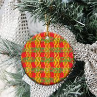 Aloha Hawaii Ilima Maile Lei Ceramic Ornament Palaka Inspired Hawaiian-plaid Red LT14 - Polynesian Pride