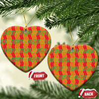 Aloha Hawaii Ilima Maile Lei Ceramic Ornament Palaka Inspired Hawaiian-plaid Red LT14 Heart Red - Polynesian Pride