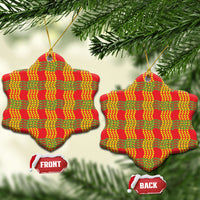 Aloha Hawaii Ilima Maile Lei Ceramic Ornament Palaka Inspired Hawaiian-plaid Red LT14 Snow Flake Red - Polynesian Pride