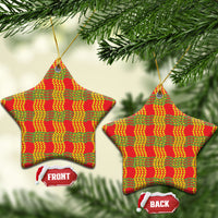 Aloha Hawaii Ilima Maile Lei Ceramic Ornament Palaka Inspired Hawaiian-plaid Red LT14 Star Red - Polynesian Pride