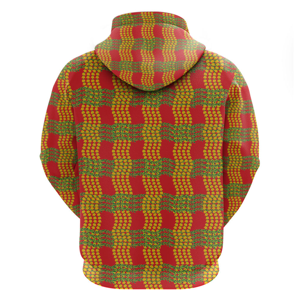 Aloha Hawaii Ilima Maile Lei Hoodie Palaka Inspired Hawaiian-plaid Red LT14 - Polynesian Pride