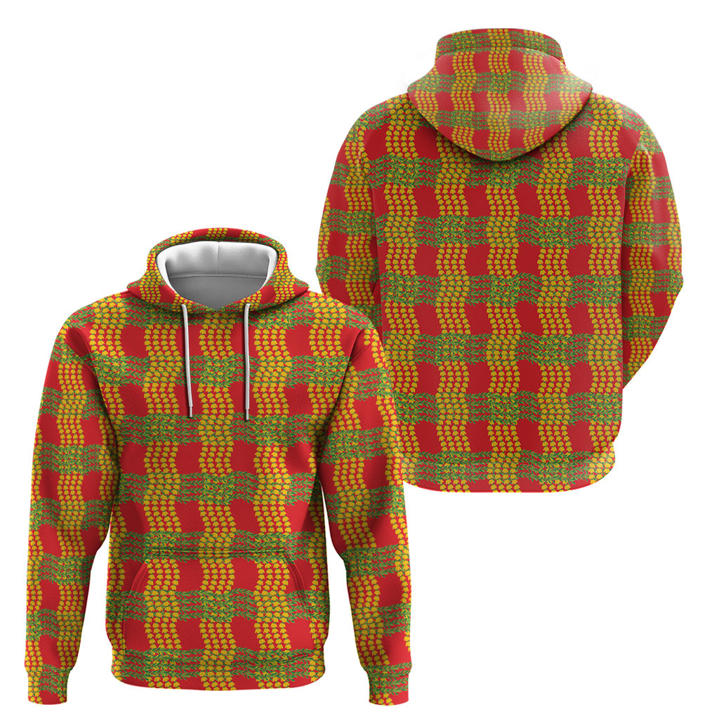 Aloha Hawaii Ilima Maile Lei Hoodie Palaka Inspired Hawaiian-plaid Red LT14 - Polynesian Pride