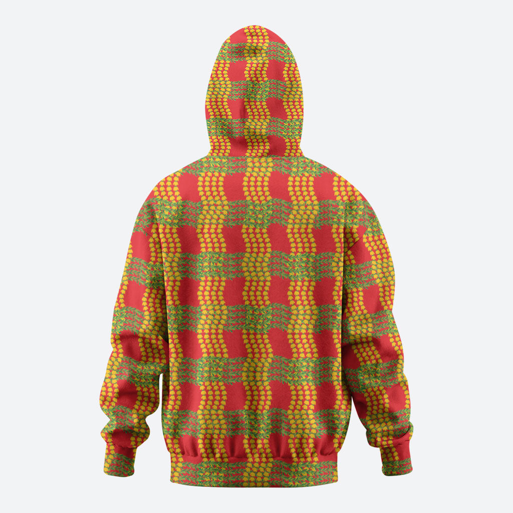 Aloha Hawaii Ilima Maile Lei Hoodie Palaka Inspired Hawaiian-plaid Red LT14 - Polynesian Pride