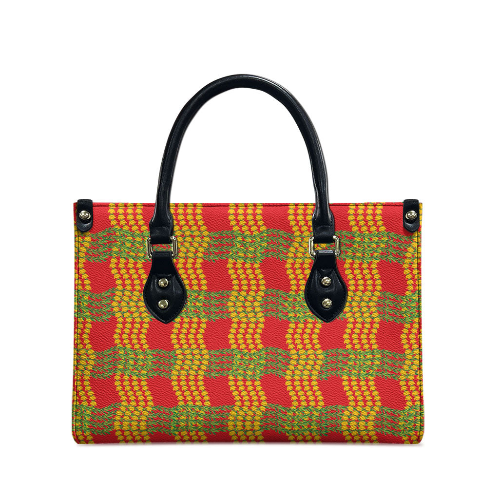 Aloha Hawaii Ilima Maile Lei Leather Bag Palaka Inspired Hawaiian-plaid Red LT14 - Polynesian Pride