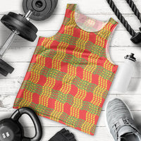 Aloha Hawaii Ilima Maile Lei Men Tank Top Palaka Inspired Hawaiian-plaid Red LT14 - Polynesian Pride