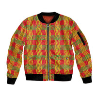 Aloha Hawaii Ilima Maile Lei Sleeve Zip Bomber Jacket Palaka Inspired Hawaiian-plaid Red LT14 Unisex Red - Polynesian Pride