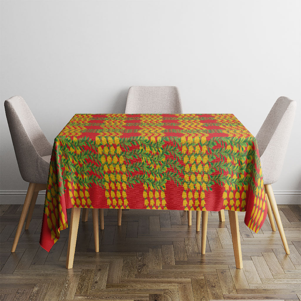 Aloha Hawaii Ilima Maile Lei Tablecloth Palaka Inspired Hawaiian-plaid Red LT14 - Polynesian Pride