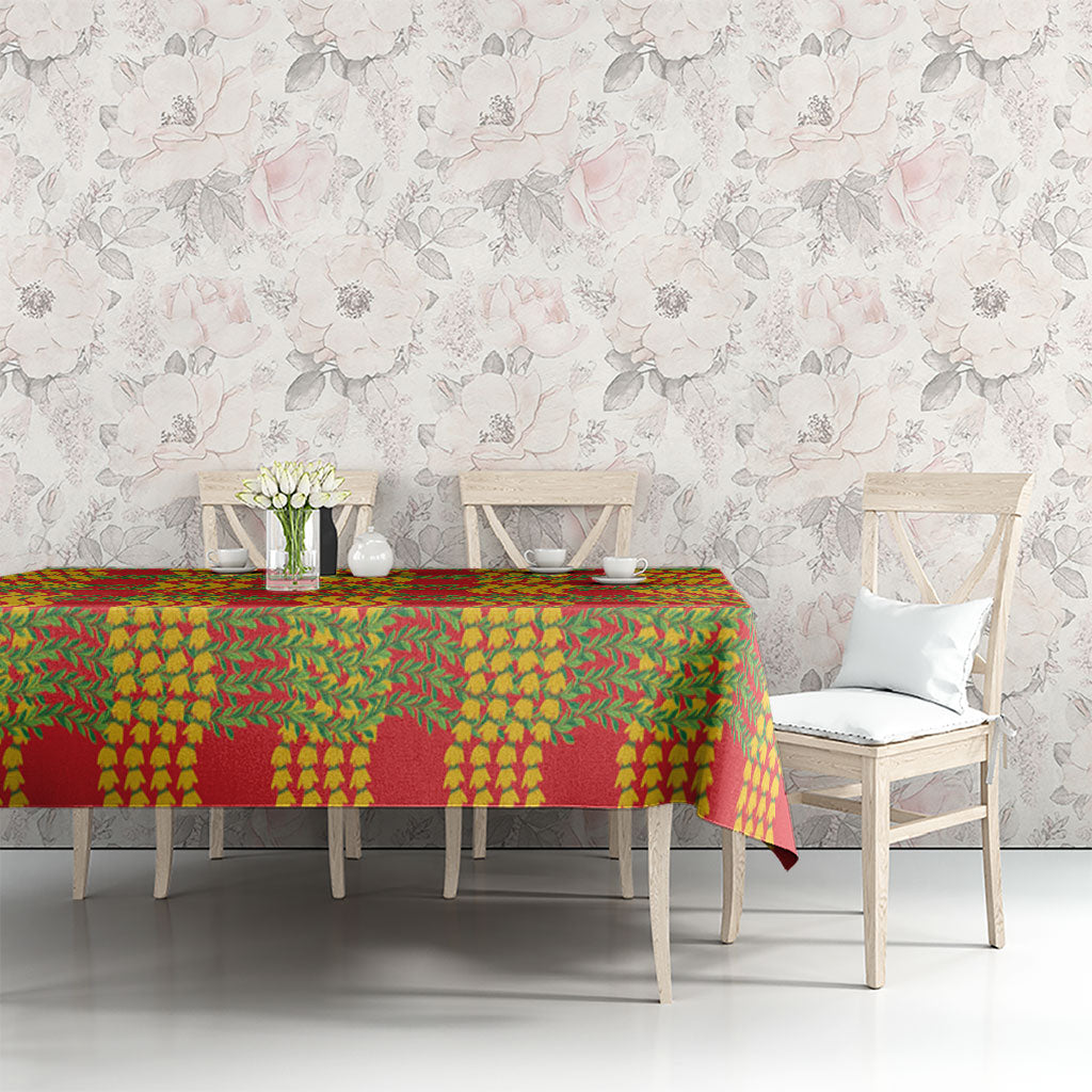 Aloha Hawaii Ilima Maile Lei Tablecloth Palaka Inspired Hawaiian-plaid Red LT14 - Polynesian Pride