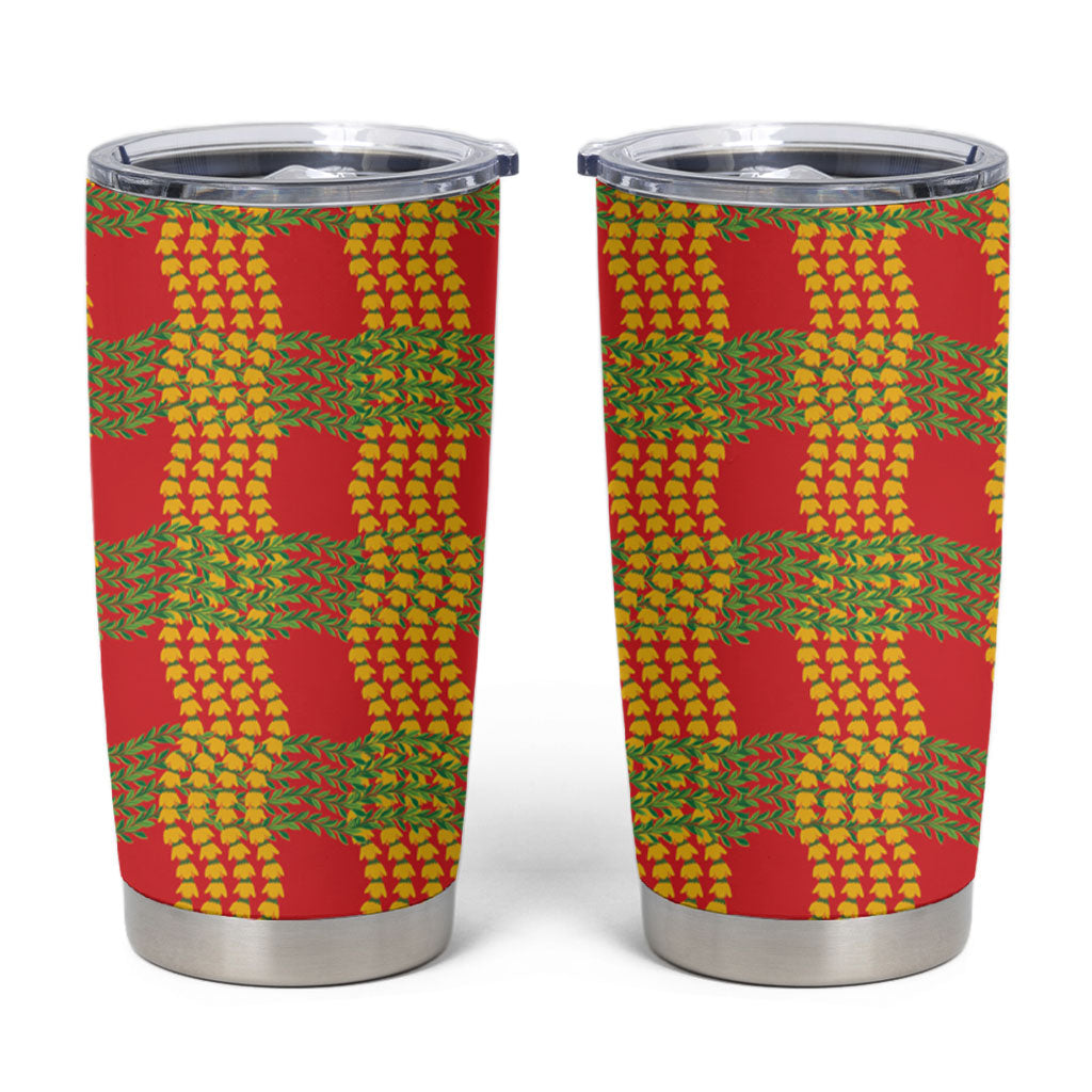 Aloha Hawaii Ilima Maile Lei Tumbler Cup Palaka Inspired Hawaiian-plaid Red LT14 Red - Polynesian Pride