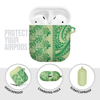 Lime Green Hibiscus Monstera Seamless Kakau Hawaii AirPods Case LT14 - Polynesian Pride