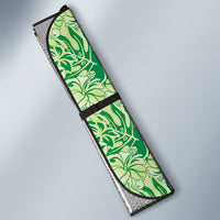 Lime Green Hibiscus Monstera Seamless Kakau Hawaii Auto Sun Shade LT14 - Polynesian Pride