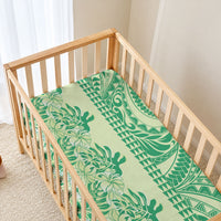Lime Green Hibiscus Monstera Seamless Kakau Hawaii Baby Bed Cover LT14 - Polynesian Pride