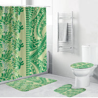 Lime Green Hibiscus Monstera Seamless Kakau Hawaii Bathroom Set LT14 Bathroom Set (4 pcs) Lime Green - Polynesian Pride