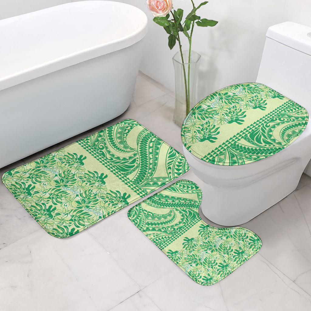 Lime Green Hibiscus Monstera Seamless Kakau Hawaii Bathroom Set LT14 - Polynesian Pride