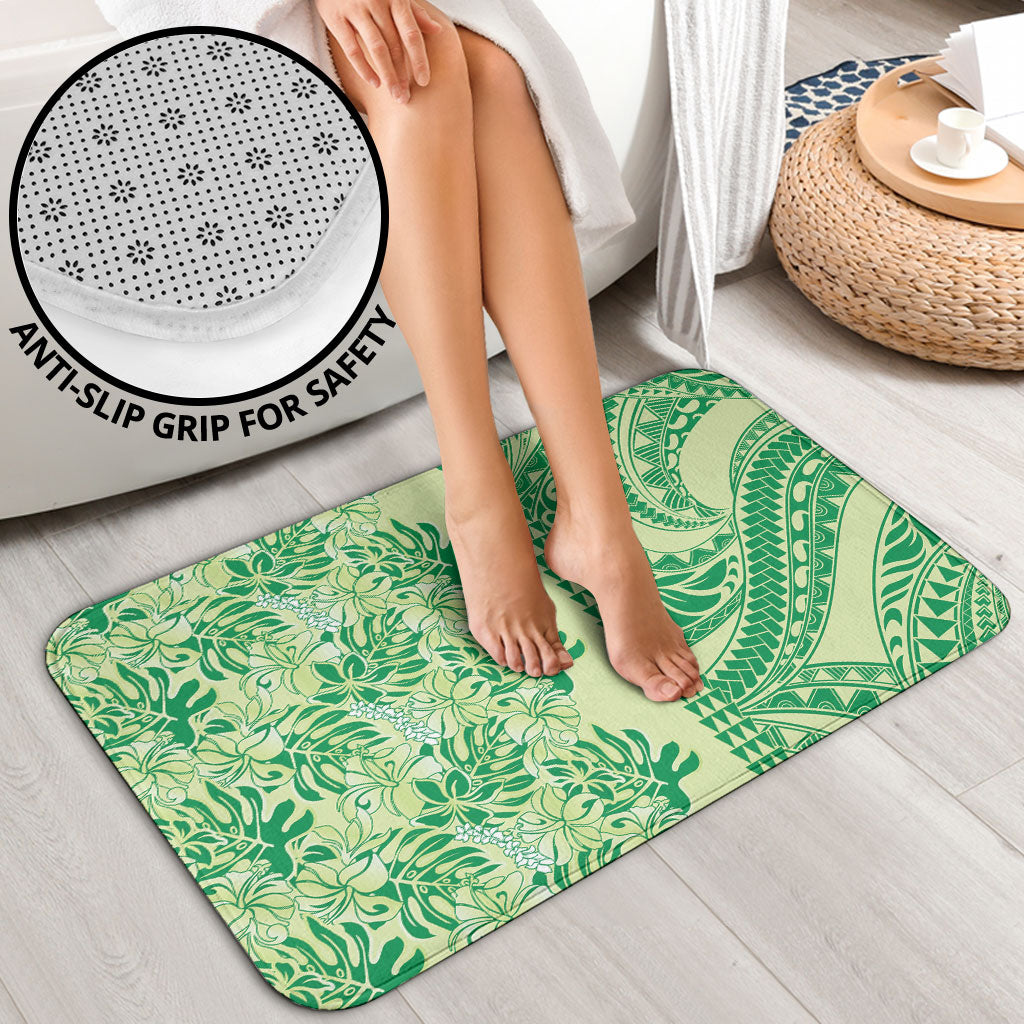 Lime Green Hibiscus Monstera Seamless Kakau Hawaii Bathroom Set LT14 - Polynesian Pride