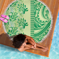 Lime Green Hibiscus Monstera Seamless Kakau Hawaii Beach Blanket LT14 - Polynesian Pride