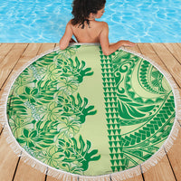 Lime Green Hibiscus Monstera Seamless Kakau Hawaii Beach Blanket LT14 - Polynesian Pride