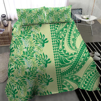 Lime Green Hibiscus Monstera Seamless Kakau Hawaii Bedding Set LT14 - Polynesian Pride