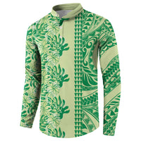 Lime Green Hibiscus Monstera Seamless Kakau Hawaii Button Sweatshirt LT14 - Polynesian Pride