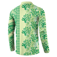 Lime Green Hibiscus Monstera Seamless Kakau Hawaii Button Sweatshirt LT14 - Polynesian Pride