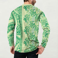 Lime Green Hibiscus Monstera Seamless Kakau Hawaii Button Sweatshirt LT14 - Polynesian Pride