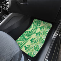 Lime Green Hibiscus Monstera Seamless Kakau Hawaii Car Mats LT14 - Polynesian Pride
