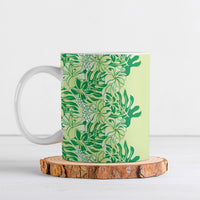 Lime Green Hibiscus Monstera Seamless Kakau Hawaii Ceramic Mug LT14 Lime Green - Polynesian Pride