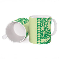 Lime Green Hibiscus Monstera Seamless Kakau Hawaii Ceramic Mug LT14 - Polynesian Pride