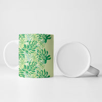 Lime Green Hibiscus Monstera Seamless Kakau Hawaii Ceramic Mug LT14 - Polynesian Pride