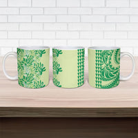Lime Green Hibiscus Monstera Seamless Kakau Hawaii Ceramic Mug LT14 - Polynesian Pride