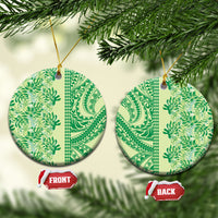 Lime Green Hibiscus Monstera Seamless Kakau Hawaii Ceramic Ornament LT14 Circle Lime Green - Polynesian Pride