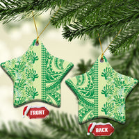 Lime Green Hibiscus Monstera Seamless Kakau Hawaii Ceramic Ornament LT14 Star Lime Green - Polynesian Pride