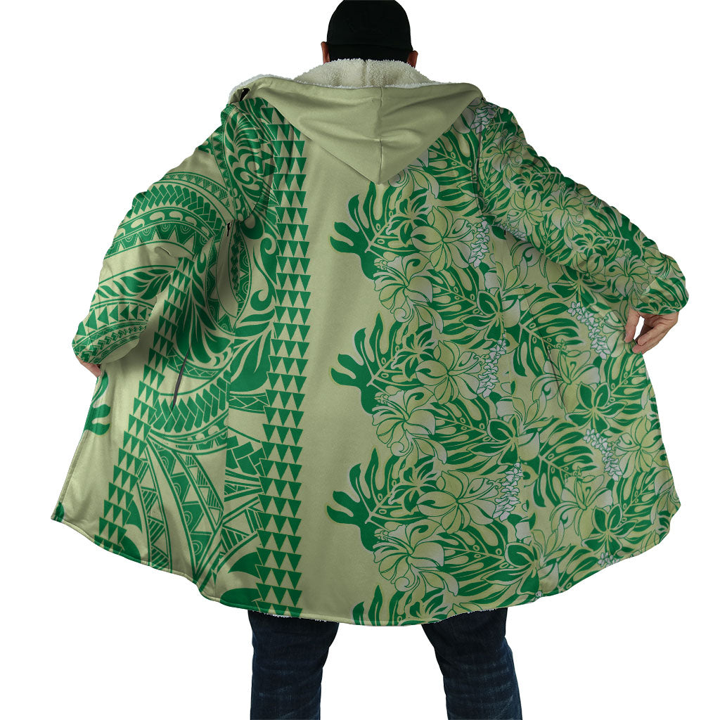 Lime Green Hibiscus Monstera Seamless Kakau Hawaii Cloak LT14 - Polynesian Pride