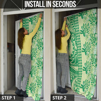 Lime Green Hibiscus Monstera Seamless Kakau Hawaii Door Cover LT14 - Polynesian Pride