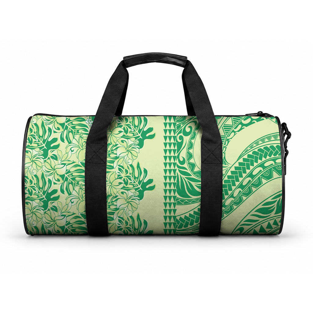 Lime Green Hibiscus Monstera Seamless Kakau Hawaii Duffle Bag LT14 One size Lime Green - Polynesian Pride