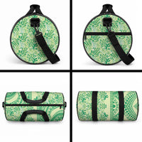 Lime Green Hibiscus Monstera Seamless Kakau Hawaii Duffle Bag LT14 - Polynesian Pride