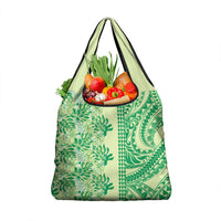 Lime Green Hibiscus Monstera Seamless Kakau Hawaii Grocery Bag LT14 1-pack One Size Lime Green - Polynesian Pride