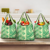 Lime Green Hibiscus Monstera Seamless Kakau Hawaii Grocery Bag LT14 3-pack One Size Lime Green - Polynesian Pride