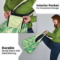 Lime Green Hibiscus Monstera Seamless Kakau Hawaii Grocery Bag LT14 - Polynesian Pride