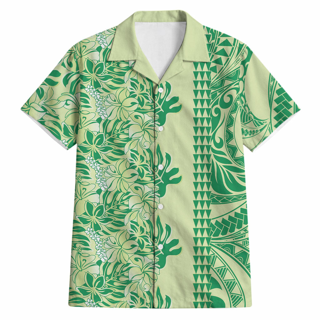 Lime Green Hibiscus Monstera Seamless Kakau Hawaii Hawaiian Shirt LT14 Lime Green - Polynesian Pride