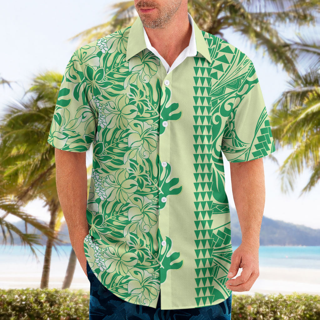 Lime Green Hibiscus Monstera Seamless Kakau Hawaii Hawaiian Shirt LT14 - Polynesian Pride